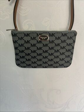 Michael Kors Black and Gray MK Logo Fanny pack .  8”